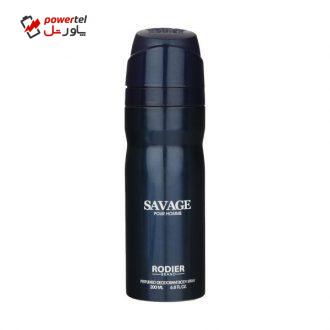 اسپری بدن مردانه رودیر مدل sAVAGE حجم 200 میلی لیتر اسپری بدن مردانه رودیر مدل sAVAGE حجم 200 میلی لیتر