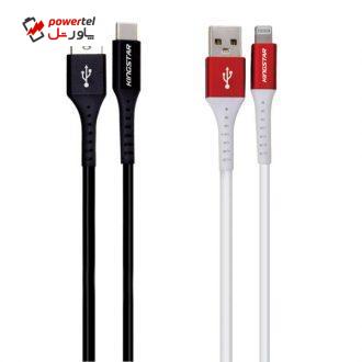 کابل تبدیل USB به لایتنینگ کینگ استار مدل k69i طول 2 متر به همراه کابل تبدیل USB به USB-C