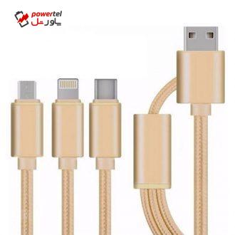 کابل تبدیل USB به لایتنینگ / TYPE C / MICRO USB کد 3 طول 1 متر کابل تبدیل USB به لایتنینگ / TYPE C / MICRO USB کد 3 طول 1 متر