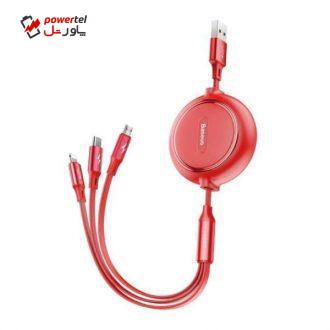 کابل تبدیل USB به USB-C/microUSB/لایتنینگ باسئوس مدل GOLDEN LOOP طول 1.2 متر