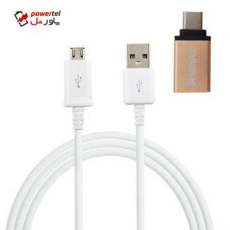 کابل تبدیل USB به microUSB کد 454NOG طول 1.2 متر به همراه مبدل otg