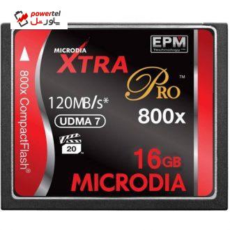 کارت حافظه CompactFlash مایکرودیا مدل Xtra Pro سرعت 800X 120MBps ظرفیت 16 گیگابایت کارت حافظه CompactFlash مایکرودیا مدل Xtra Pro سرعت 800X 120MBps ظرفیت 16 گیگابایت