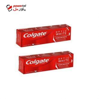 خمیر دندان کلگیت سری Optic White مدل SPARKLING WHITE حجم 75 میلی لیتر مجموعه 2 عددی