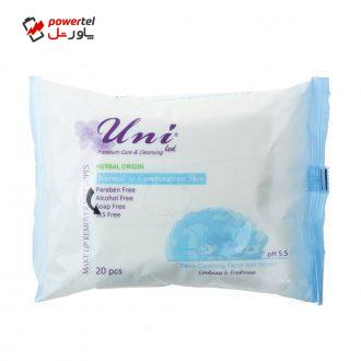 دستمال مرطوب یونی لد مدل Normal To Combination Skin بسته 20 عددی دستمال مرطوب یونی لد مدل Normal To Combination Skin بسته 20 عددی