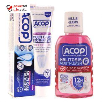 دهان شویه آکوپ مدل halitosis حجم 300 میلی لیتر به همراه خمیر دندان آکوپ مدل multi care حجم 90 میلی لیتر دهان شویه آکوپ مدل halitosis حجم 300 میلی لیتر به همراه خمیر دندان آکوپ مدل multi care حجم 90 میلی لیتر