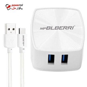 شارژر دیواری ام پی بلبری مدل BLB-044 به همراه کابل تبدیل USB-C