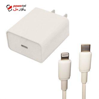 شارژر دیواری جووی مدل V60 به همراه کابل تبدیل USB-C به لایتنینگ