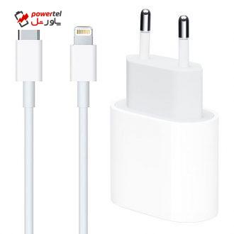 شارژر دیواری مدل MU7V2ZM1 به همراه کابل تبدیل USB-C به لایتنینگ شارژر دیواری مدل MU7V2ZM1 به همراه کابل تبدیل USB-C به لایتنینگ