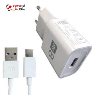 شارژر دیواری شیائومی مدل M-08ES به همراه کابل تبدیل USB-C