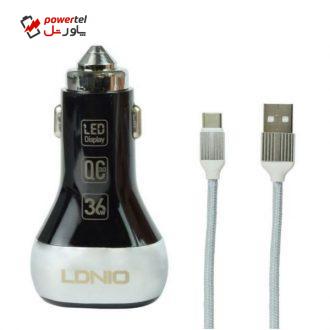 شارژر فندکی الدینیو مدل C2 به همراه کابل تبدیل USB-C شارژر فندکی الدینیو مدل C2 به همراه کابل تبدیل USB-C