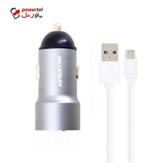 شارژر فندکی کینگ استار مدل KC144 A به همراه کابل تبدیل microUSB