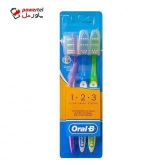 مسواک اورال-بی مدل 1.2.3 با برس متوسط بسته 3 عددی