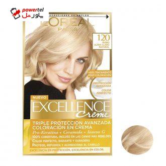 کیت رنگ مو لورآل سری Excellence شماره 120 حجم 48 میلی لیتر بلوند روشن کیت رنگ مو لورآل سری Excellence شماره 120 حجم 48 میلی لیتر بلوند روشن