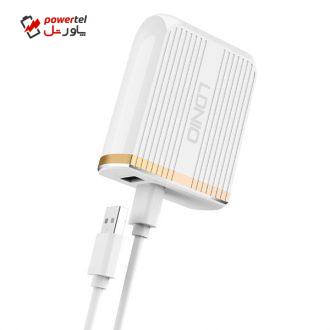 شارژر دیواری الدینیو مدل A2502Q به همراه کابل تبدیل microusb