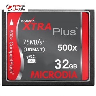 کارت حافظه CompactFlash مایکرودیا مدل Xtra Plus سرعت 500X 75MBps ظرفیت 32 گیگابایت