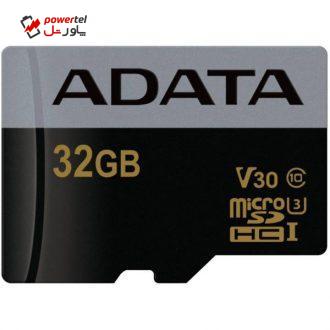 کارت حافظه‌ microSDHC ای دیتا مدل Premier Pro V30 کلاس 10 استاندارد UHS-I U3 سرعت 95MBps ظرفیت 32 گیگابایت