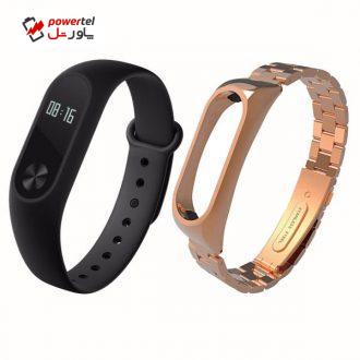 مچ بند هوشمند شیائومی مدل Mi Band 2 به همراه بند Stainless Steel سایز mm 158-205 مچ بند هوشمند شیائومی مدل Mi Band 2 به همراه بند Stainless Steel سایز mm 158-205