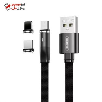 کابل تبدیل USB به  USB-C/لایتنینگ/Micro USB ریمکس مدل Magnetic Flag_3in1 طول 1 متر