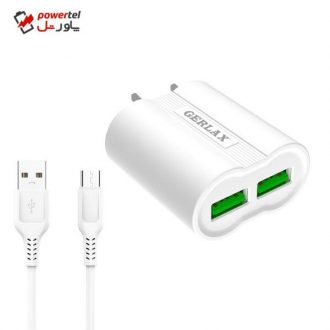 شارژر دیواری جرلکس مدل GA-06 به همراه کابل تبدیل microUSB