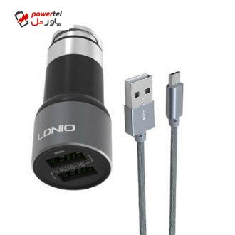 شارژر فندکی الدینیو مدل C403 به همراه کابل تبدیل microUSB