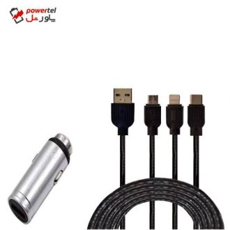 شارژر فندکی مدل Q30 به همراه کابل تبدیل USB-C/MiroUSB/لایتنینگ شارژر فندکی مدل Q30 به همراه کابل تبدیل USB-C/MiroUSB/لایتنینگ