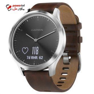 ساعت مچی هوشمند گارمین مدل VIVOMOVE HR SILVER LEATHER BAND