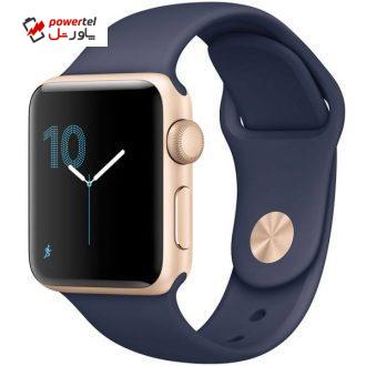 ساعت هوشمند اپل واچ سری 2 مدل 38mm Gold Aluminum Case with Midnight Blue Sport Band ساعت هوشمند اپل واچ سری 2 مدل 38mm Gold Aluminum Case with Midnight Blue Sport Band