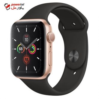 ساعت هوشمند اپل واچ سری 5 مدل 40mm gold Aluminum Case With black sport Band