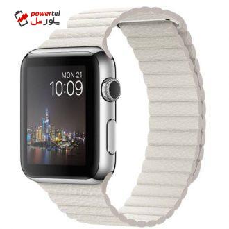 ساعت هوشمند اپل واچ مدل 42mm Steel Case with Large White Leather Loop Band