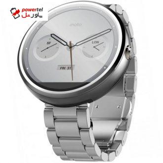 ساعت هوشمند زنانه موتورولا مدل Moto 360 46mm (1st gen) with 18mm Silver Metal Band ساعت هوشمند زنانه موتورولا مدل Moto 360 46mm (1st gen) with 18mm Silver Metal Band