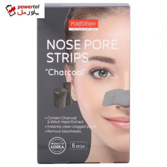 چسب پاک کننده بینی پیور درم مدل Charcoal بسته 6 عددی چسب پاک کننده بینی پیور درم مدل Charcoal بسته 6 عددی