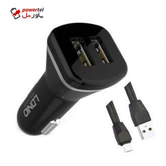 شارژر فندکی الدینیو مدل DL219 همراه کابل تبدیل microUSB شارژر فندکی الدینیو مدل DL219 همراه کابل تبدیل microUSB
