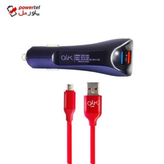 شارژر فندکی اُو آ کِی مدل CAR-2001 به همراه کابل تبدیل microUSB