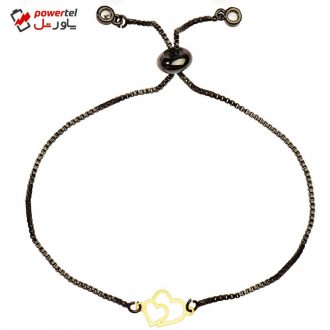دستبند طلا 18 عیار دخترانه کرابو طرح دو قلب مدل Krd1134
