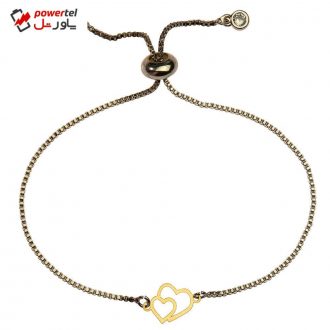 دستبند طلا 18 عیار دخترانه کرابو طرح دو قلب مدل Krd1133 دستبند طلا 18 عیار دخترانه کرابو طرح دو قلب مدل Krd1133