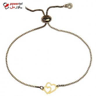 دستبند طلا 18 عیار دخترانه کرابو طرح دو قلب مدل Krd1133