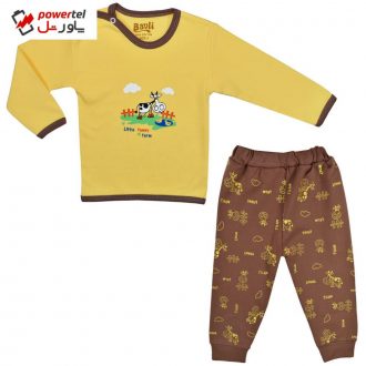 ست تی شرت و شلوار نوزادی باولی مدل گاو کد 2