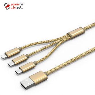 کابل تبدیل USB به MicroUSB و لایتنینگ الدینیو مدل LC85 3 In 1 به طول 1.2 متر