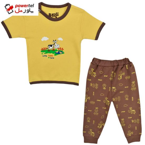 ست تی شرت و شلوار نوزادی باولی مدل گاو کد 1