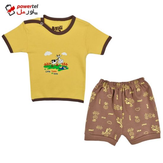 ست تی شرت و شلوارک نوزادی باولی مدل گاو کد 1
