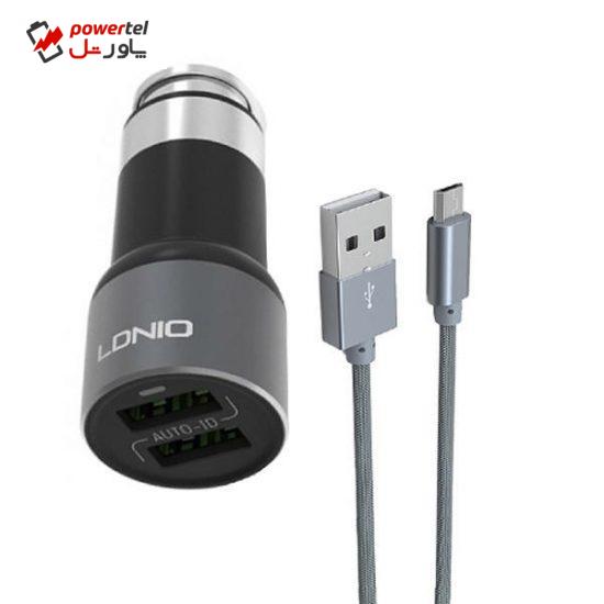 شارژر فندکی الدینیو مدل C403 به همراه کابل تبدیل microUSB