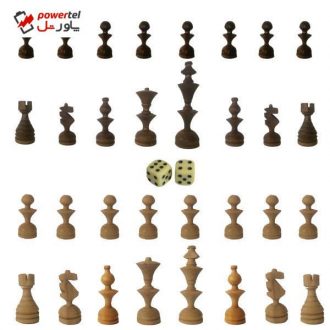 مهره شطرنج کد W-m4 مجموعه 32 عددی به همراه دو عدد تاس