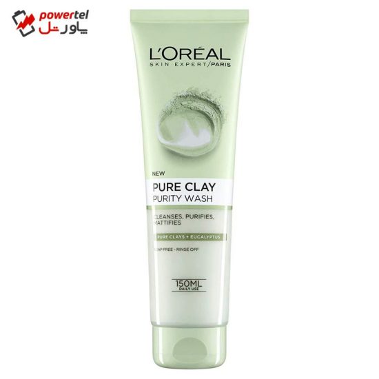 ژل پاک کننده صورت لورآل مدل Pure Clay Purity Wash حجم 150 میلی لیتر