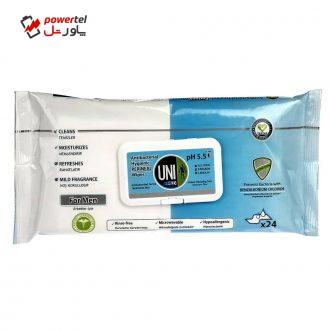 دستمال مرطوب آقایان یونی لد مدل Antibacterial Hygienic Perineal بسته 24 عددی