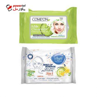 دستمال مرطوب کامان مدل Milk بسته 20 عددی به همراه دستمال مرطوب دافی مدل Cucumber & Lemon بسته 20 عددی دستمال مرطوب کامان مدل Milk بسته 20 عددی به همراه دستمال مرطوب دافی مدل Cucumber & Lemon بسته 20 عددی
