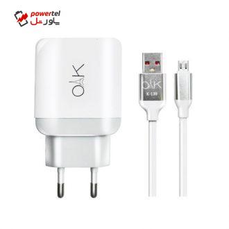 شارژر دیواری اُو آ کِی مدل CH-1001 به همراه کابل تبدیل microUSB شارژر دیواری اُو آ کِی مدل CH-1001 به همراه کابل تبدیل microUSB