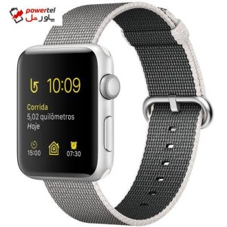 ساعت هوشمند اپل واچ سری 2  مدل 38mm Silver Aluminum Case with Pearl Woven Nylon