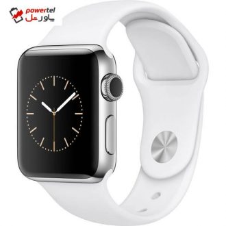 ساعت هوشمند اپل واچ سری 2 مدل 38mm Stainless Steel Case with White Sport Band ساعت هوشمند اپل واچ سری 2 مدل 38mm Stainless Steel Case with White Sport Band