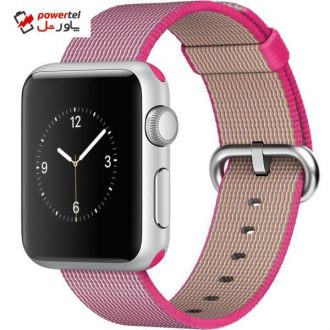 ساعت هوشمند اپل واچ مدل 38mm Silver Aluminum Case With Pink Woven Nylon