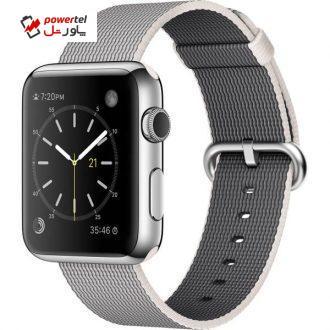 ساعت هوشمند اپل واچ مدل 42mm Steel Case with Pearl Woven Nylon Band